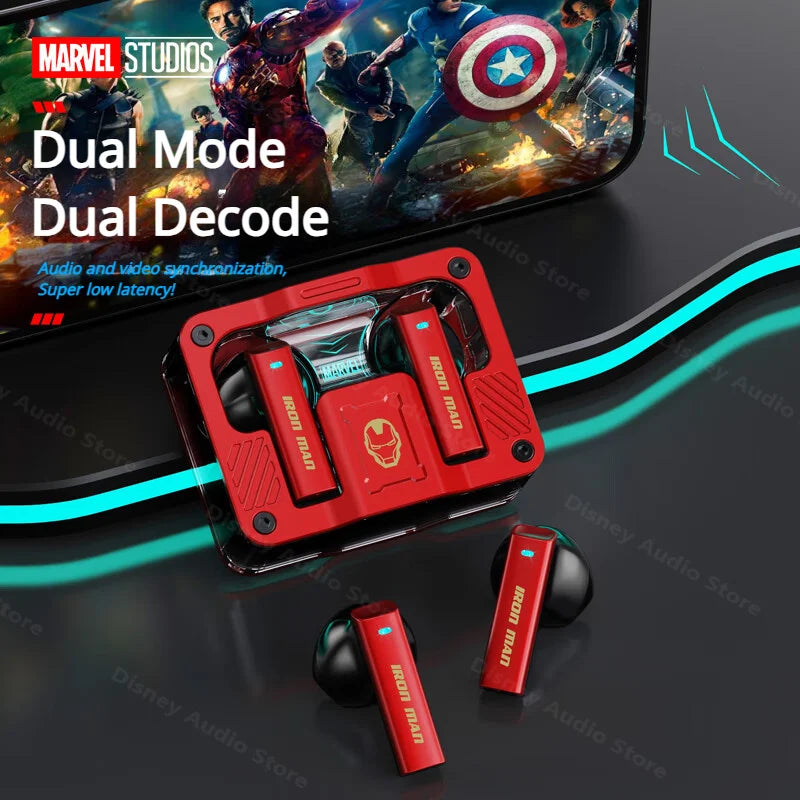 Marvel TWS Gaming Earbuds IronMan Black Panther Captain America Bluetooth 5.3 Wireless Headphones Low Latency Earphones ShopOnlyDeal