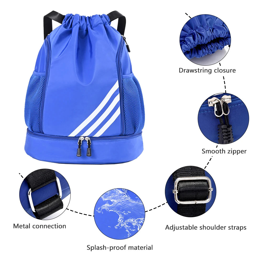 Drawstring Basketball Pouch | Portable Soccer Ball Storage Bag | Elastic Waterproof Adjustable Shoulder Strap | Training Equipment ShopOnlyDeal