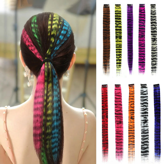 Feather Hair Extensions Colored Synthetic Hair Feather Colorful False Hair Extension Mixed Color Straight Hair For Women Girls ShopOnlyDeal