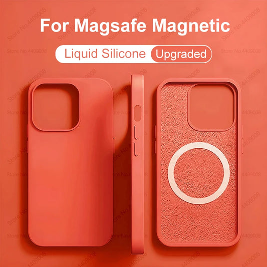 For Magsafe Upgraded Magnetic Cases For iPhone 15 14 13 12 11 Pro Max Plus Wireless Charge Case Liquid Silicone Cover Accessory ShopOnlyDeal