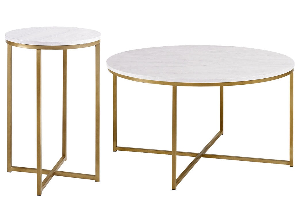 Alissa Modern Glam Coffee Table and Side Table Set Walker Edison