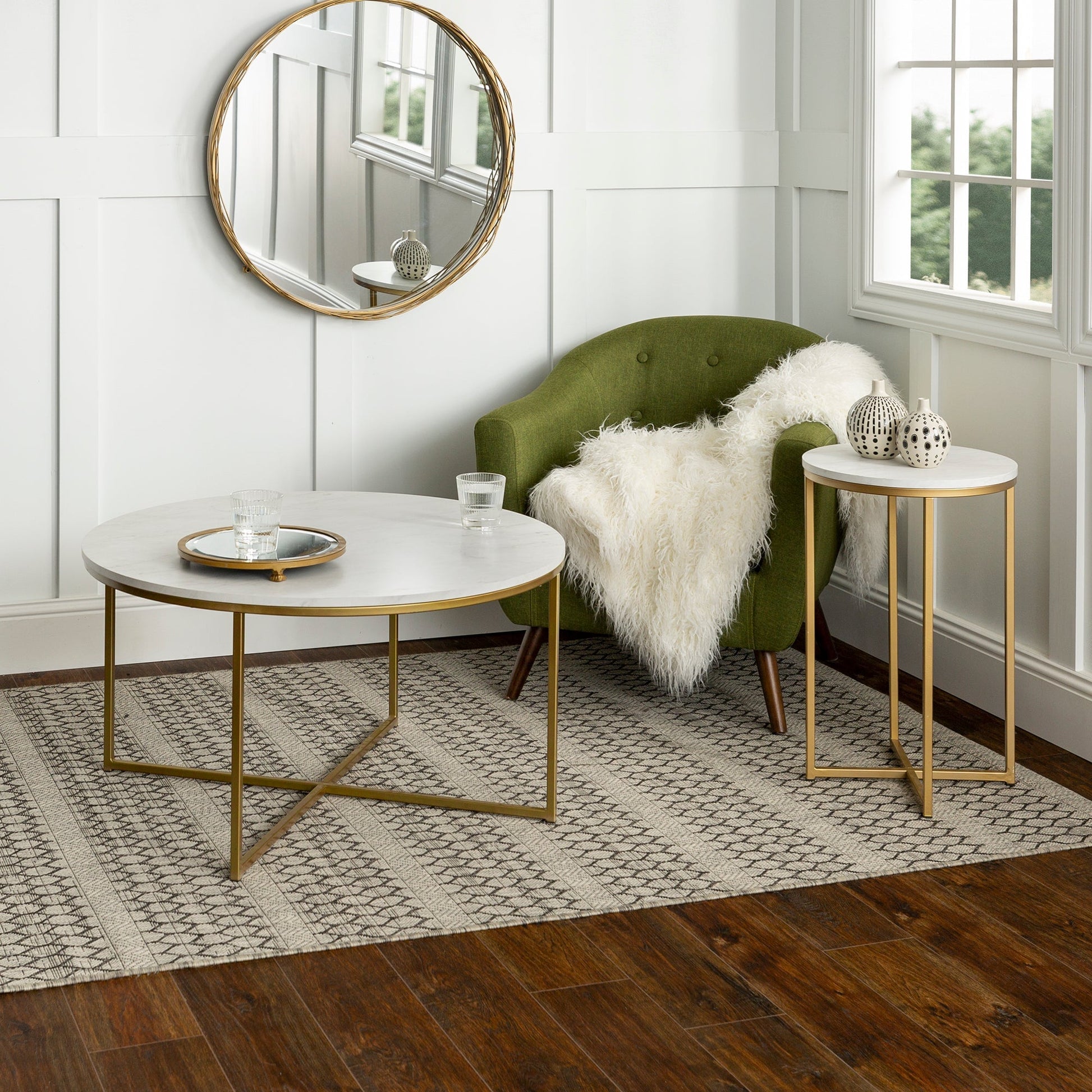 Alissa Modern Glam Coffee Table and Side Table Set Walker Edison