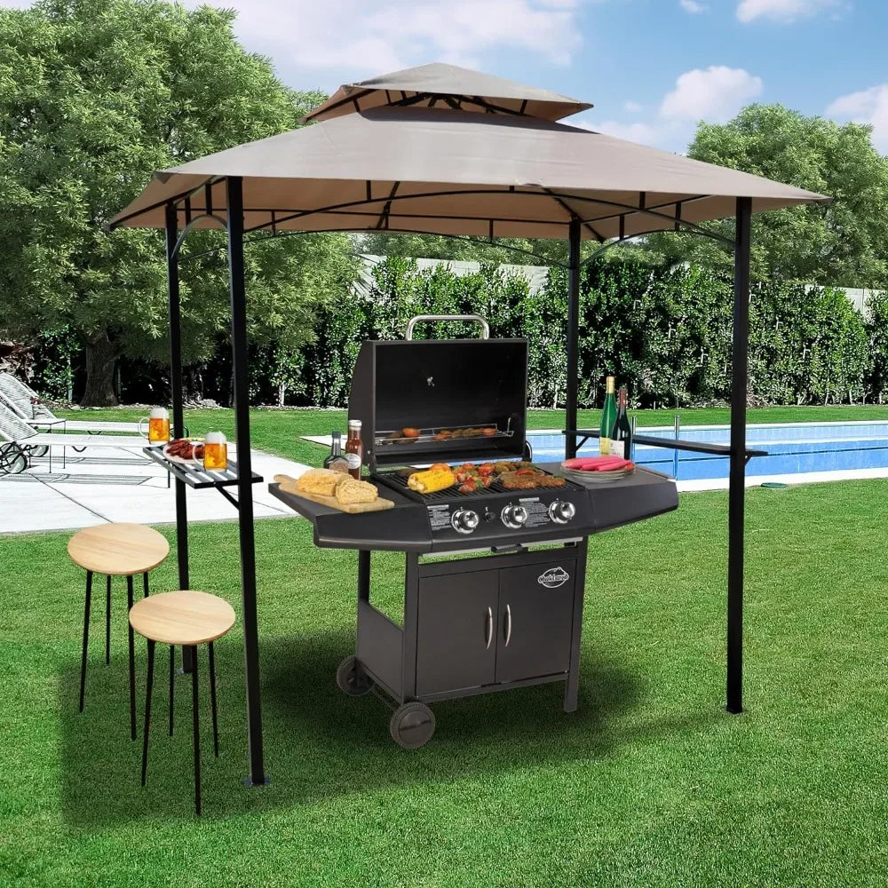 Gazebo Grill Canopy with 4pcs Detachable LED Light,8'X5' Perfect for Barbecue, Soft Top BBQ Canopy, Patio Camping Tent ShopOnlyDeal