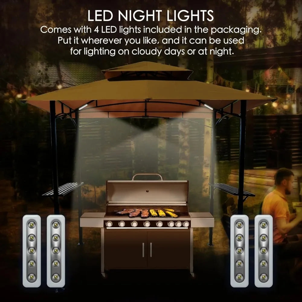 Gazebo Grill Canopy with Detachable LED Lights | 8'X5' Soft Top BBQ Canopy | Perfect for Barbecue & Patio Camping Tent ShopOnlyDeal