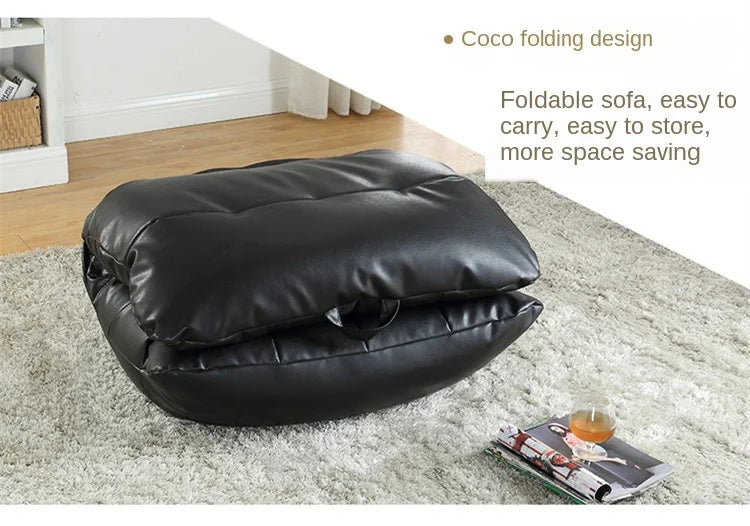 Leather Bean Bag Sofa Lounge Chair Cover | No Filler Folding Lazy Sofa Bed | Office Recliner Couch | Floor Seat Tatami Pouf Ottoman ShopOnlyDeal