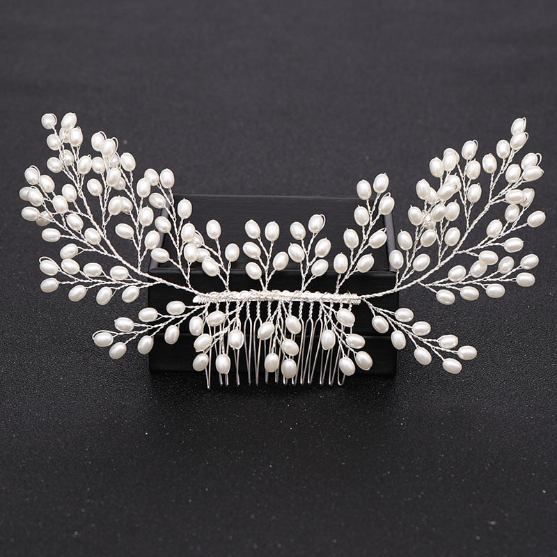 Silver Color Pearl Crystal Wedding Hair Combs Hair Accessories for Bridal Flower Headpiece Women Bride Hair ornaments Jewelry ShopOnlyDeal