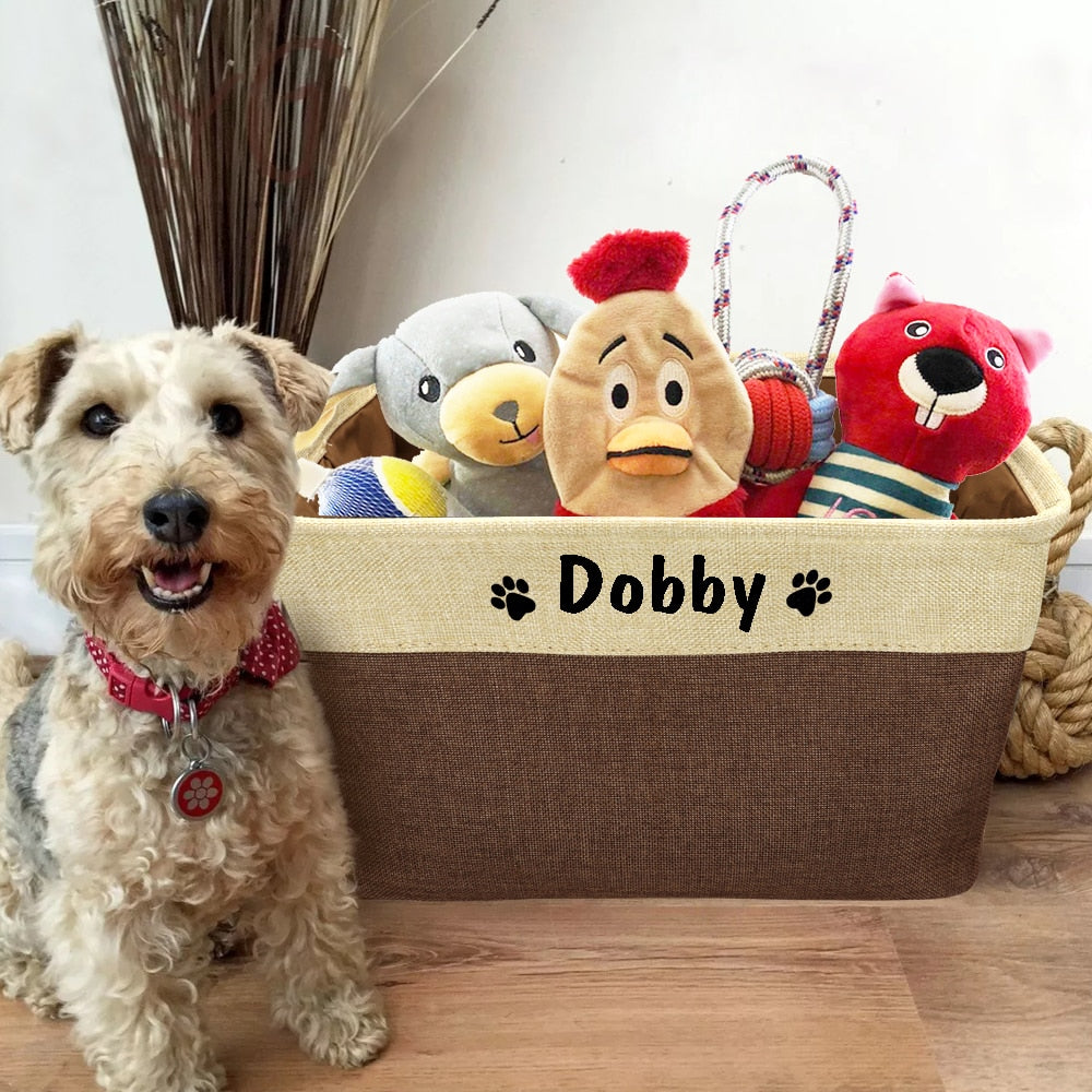 Personalized Dog Toy Basket No Smell Storage Box Free Print Name Storage Baskets For Dogs Clothes Shoes Pet Accessories With Paw ShopOnlyDeal