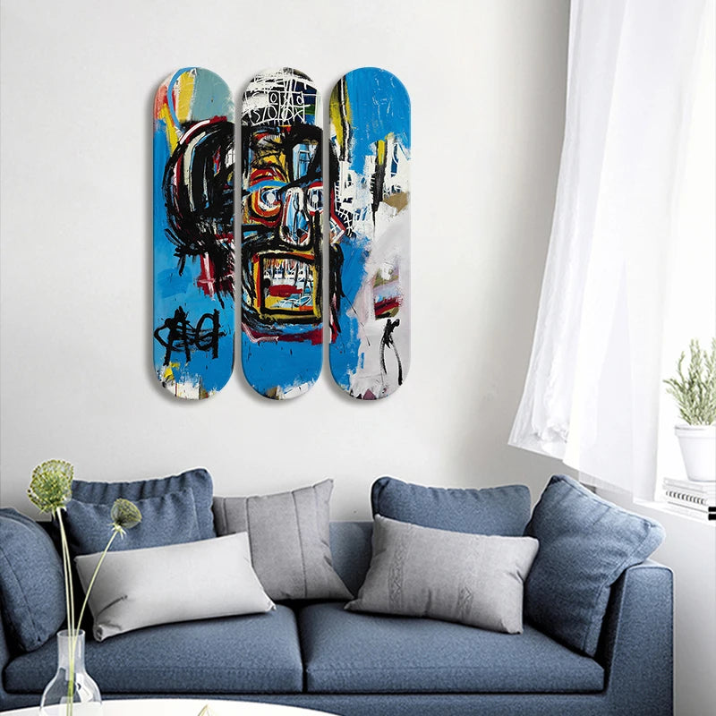 3pcs Skateboard Wall Art Pop Funny Graffiti Skate Deck Mural Collection | Furnish and Decorate for Hanging in Room or Pub Decoration ShopOnlyDeal