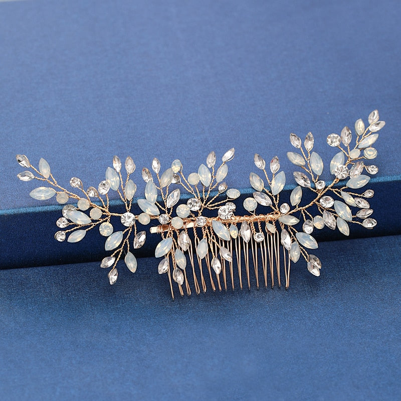 Silver Color Pearl Crystal Wedding Hair Combs Hair Accessories for Bridal Flower Headpiece Women Bride Hair ornaments Jewelry ShopOnlyDeal