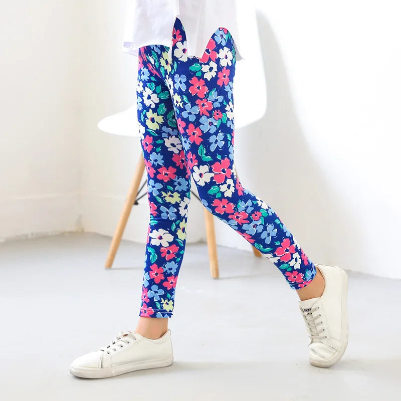 Blossom Breeze Girls' Leggings | Spring & Autumn Thin Stretch Printed Pants | Korean-Inspired Summer Fashion for Children ShopOnlyDeal