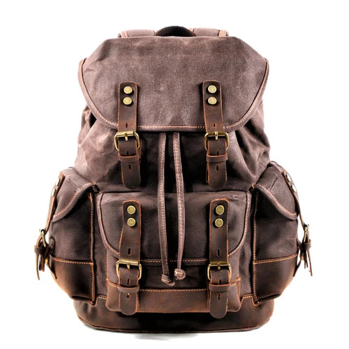 Waterproof Waxed Canvas Backpack | Men's Leisure Rucksack | Travel & School Laptop Bag | Vintage Shoulder Bookbags ShopOnlyDeal