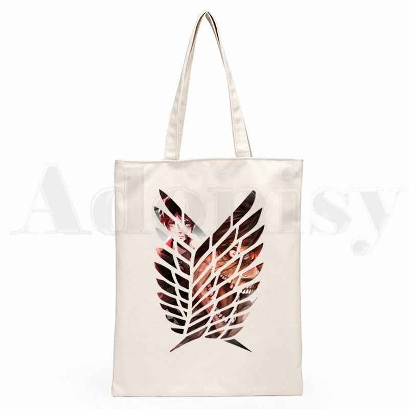 Attack On Titan Japanese Anime Shingeki No Kyojin Hipster Cartoon Print Shopping Bags Girls Fashion Casual Pacakge Hand Bag ShopOnlyDeal