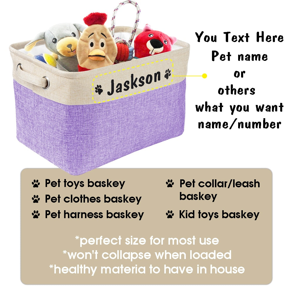 Personalized Dog Toy Basket No Smell Storage Box Free Print Name Storage Baskets For Dogs Clothes Shoes Pet Accessories With Paw ShopOnlyDeal