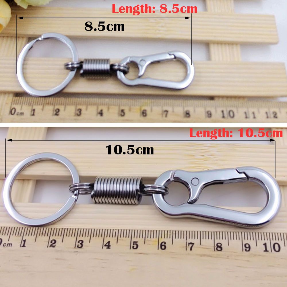 Spring Key Chain Gourd Buckle Carabiner Keychain Retractable Waist Belt Clip Keyring Anti-lost Buckle Hanging Silver Metal ShopOnlyDeal