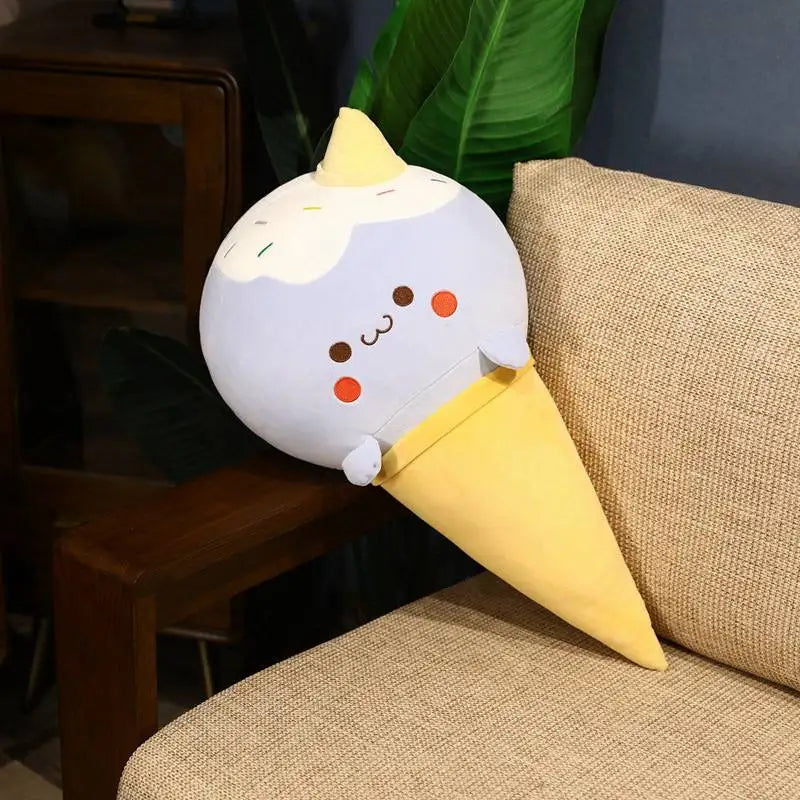 50cm/70cm/90cm Kawaii Ice Cream Simulation Plush Toy Soft Stuffed Cartoon Egg Cone Doll Sofa Decor Pillow Cushion Best Gifts ShopOnlyDeal