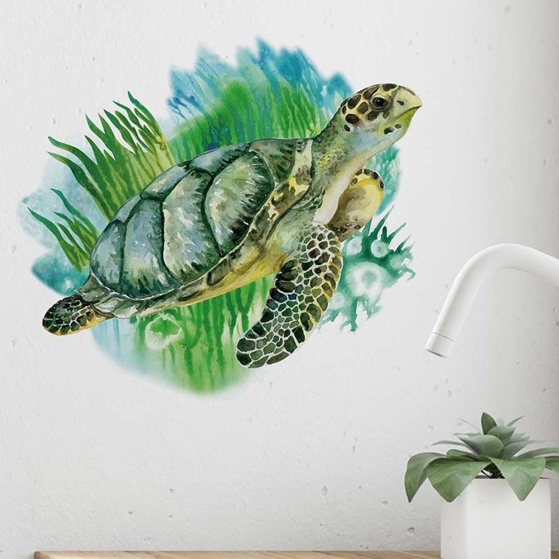 Sea Turtle Animals Wall Stickers for Kids rooms Bedroom Living room Kitchen Wall Decor Vinyl PVC Wall Decals for Home Decor ShopOnlyDeal