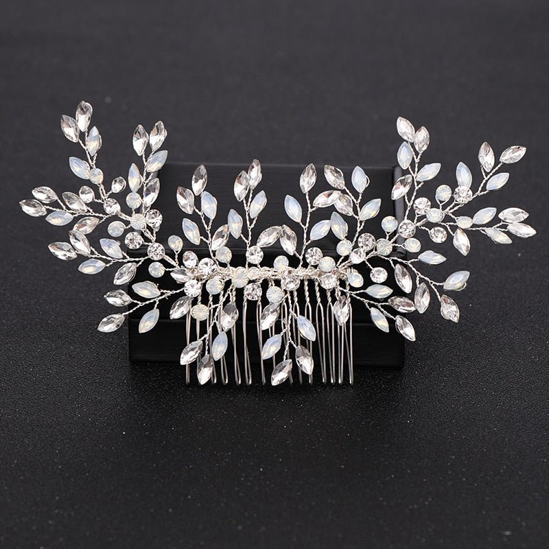 Silver Color Pearl Crystal Wedding Hair Combs Hair Accessories for Bridal Flower Headpiece Women Bride Hair ornaments Jewelry ShopOnlyDeal