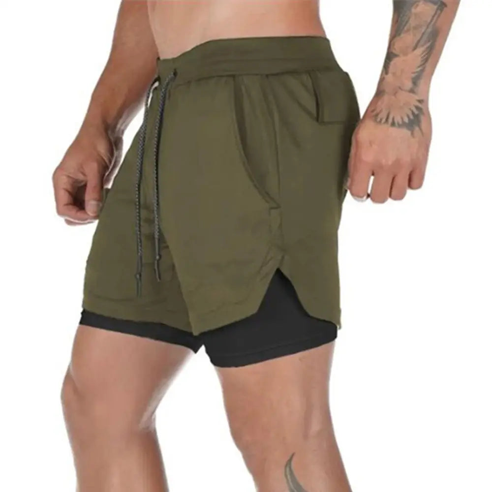 2024 new Jogging Shorts Men's 2 in 1 Sports Shorts Fitness Bodybuilding Workout Quick Dry Beach Shorts Men Running Shorts Men ShopOnlyDeal