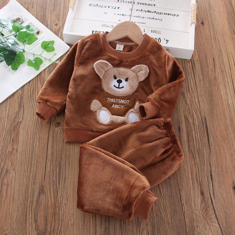 Baby Boys And Girls Clothing Set Tricken Fleece Children Hooded Outerwear Tops Pants 3PCS Outfits Kids Toddler Warm Costume Suit ShopOnlyDeal