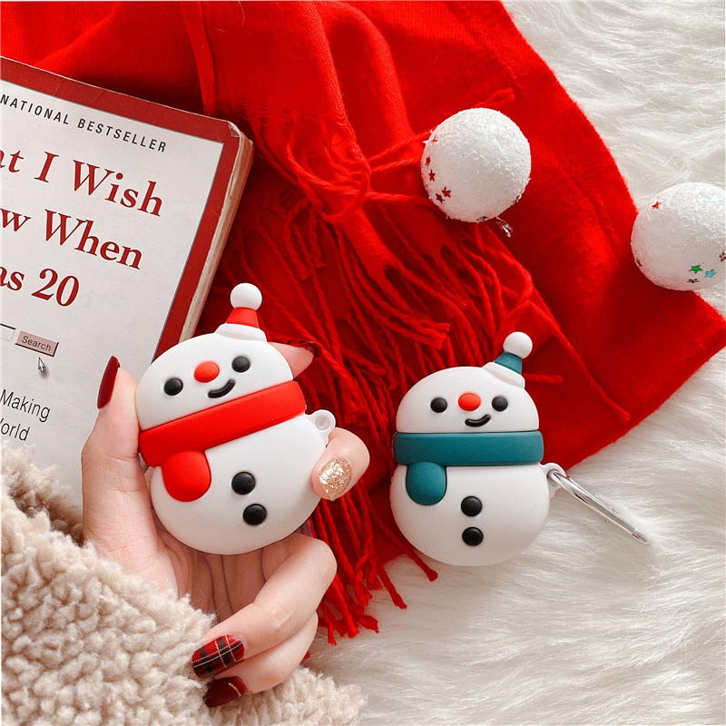 Christmas Gift 3D Cute Cartoon Christmas Snowman Earphone Case for Apple Airpods 1/2 Soft Silicone Headphone Protective Cover New Year Gift ShopOnlyDeal