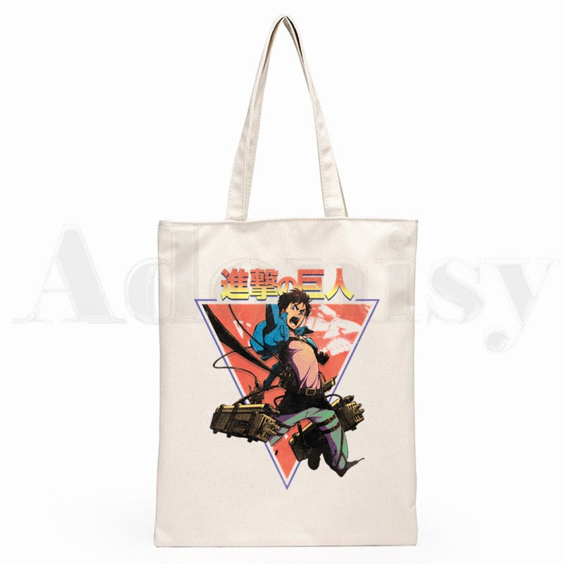 Attack On Titan Japanese Anime Shingeki No Kyojin Hipster Cartoon Print Shopping Bags Girls Fashion Casual Pacakge Hand Bag ShopOnlyDeal