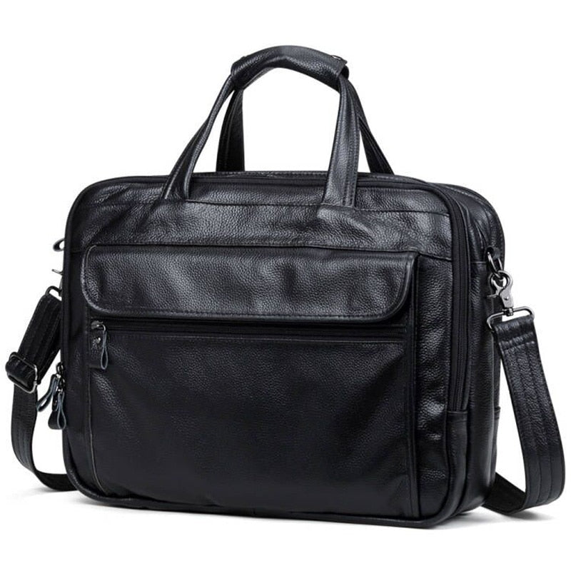 Large Men Leather Handbgs Male Genuine Leather Business Travel Brifcases Bag Men's 15.6 Inch Laptop Shoulder Bag Business A4 Bag ShopOnlyDeal