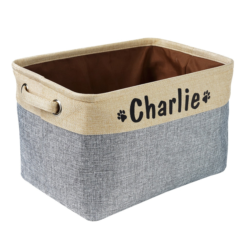 Personalized Dog Toy Basket No Smell Storage Box Free Print Name Storage Baskets For Dogs Clothes Shoes Pet Accessories With Paw ShopOnlyDeal