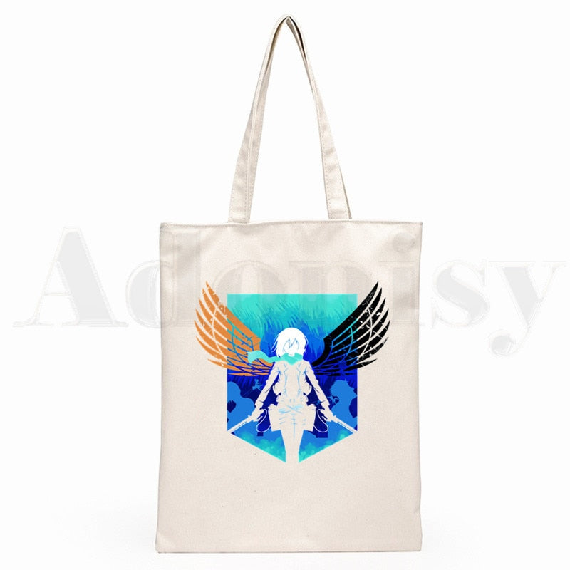 Attack On Titan Japanese Anime Shingeki No Kyojin Hipster Cartoon Print Shopping Bags Girls Fashion Casual Pacakge Hand Bag ShopOnlyDeal