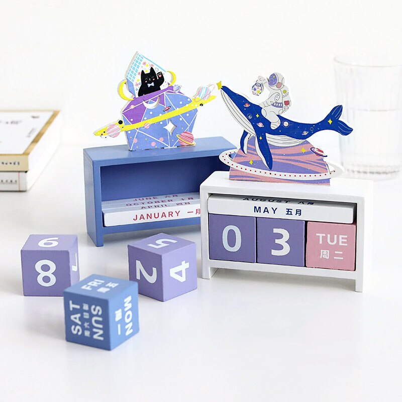 Calendar Block Wooden Perpetual Desk Calendar Home and Office Decor Accessory Gift ShopOnlyDeal