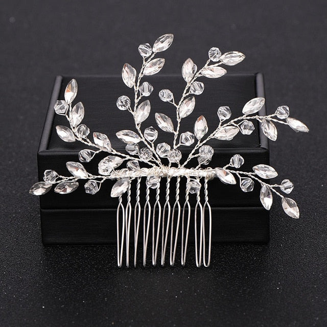 Silver Color Pearl Crystal Wedding Hair Combs Hair Accessories for Bridal Flower Headpiece Women Bride Hair ornaments Jewelry ShopOnlyDeal