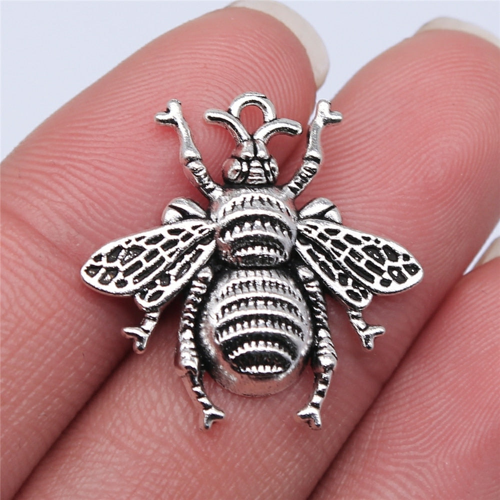 WYSIWYG 10pcs 25x25mm Antique Gold Color Antique Bronze Color Antique Silver Color Bee Charms For Jewelry Making ShopOnlyDeal