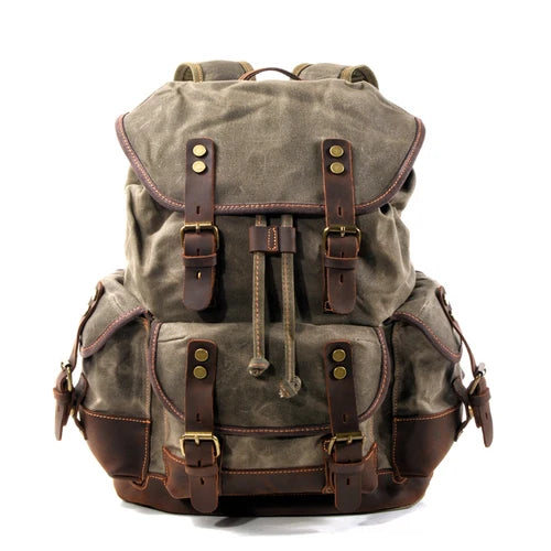 Waterproof Waxed Canvas Backpack | Men's Leisure Rucksack | Travel & School Laptop Bag | Vintage Shoulder Bookbags ShopOnlyDeal