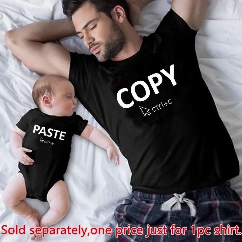 Family Look Copy Paste T-Shirts | Funny Family Matching Clothes | Father, Daughter, Son Outfits | Daddy, Mommy, and Me Baby Kids Clothes ShopOnlyDeal