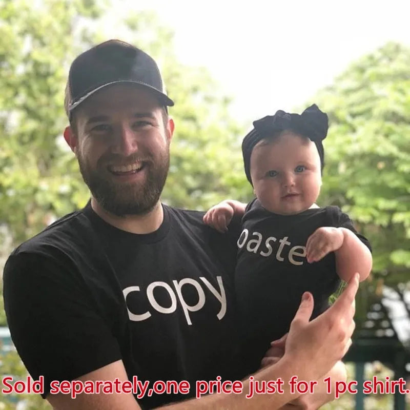 Family Look Copy Paste T-Shirts | Funny Family Matching Clothes | Father, Daughter, Son Outfits | Daddy, Mommy, and Me Baby Kids Clothes ShopOnlyDeal