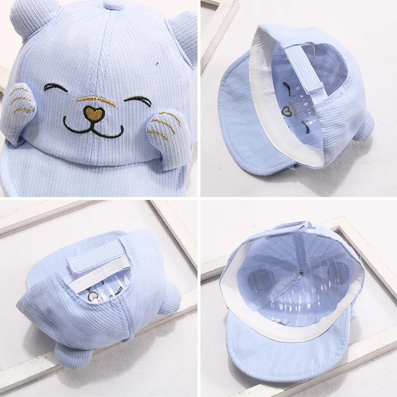 Summer Kids Baseball Cap Cartoon Bear Adjustable Sun Hat for Children Girl Boy Spring Solid Color Baby Hats Gorras ShopOnlyDeal