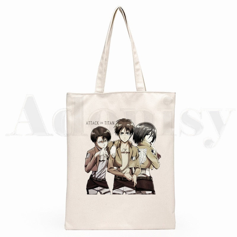 Attack On Titan Japanese Anime Shingeki No Kyojin Hipster Cartoon Print Shopping Bags Girls Fashion Casual Pacakge Hand Bag ShopOnlyDeal