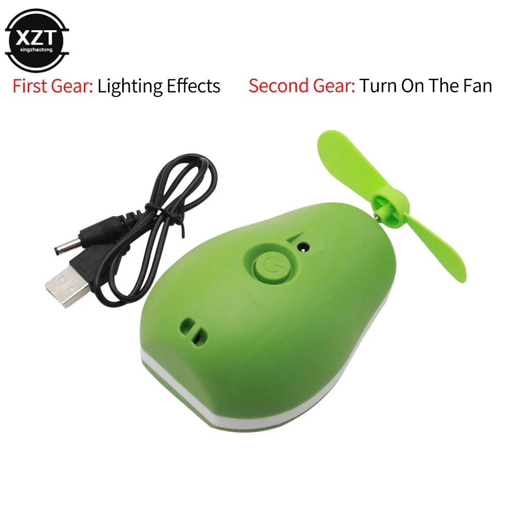 Usb Mini Avocado Fans Rechargeable Electric Portable Hold Small Fans Originality Lovely Night Light Makeup Mirror Fan Lamp ShopOnlyDeal