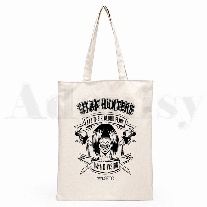 Attack On Titan Japanese Anime Shingeki No Kyojin Hipster Cartoon Print Shopping Bags Girls Fashion Casual Pacakge Hand Bag ShopOnlyDeal