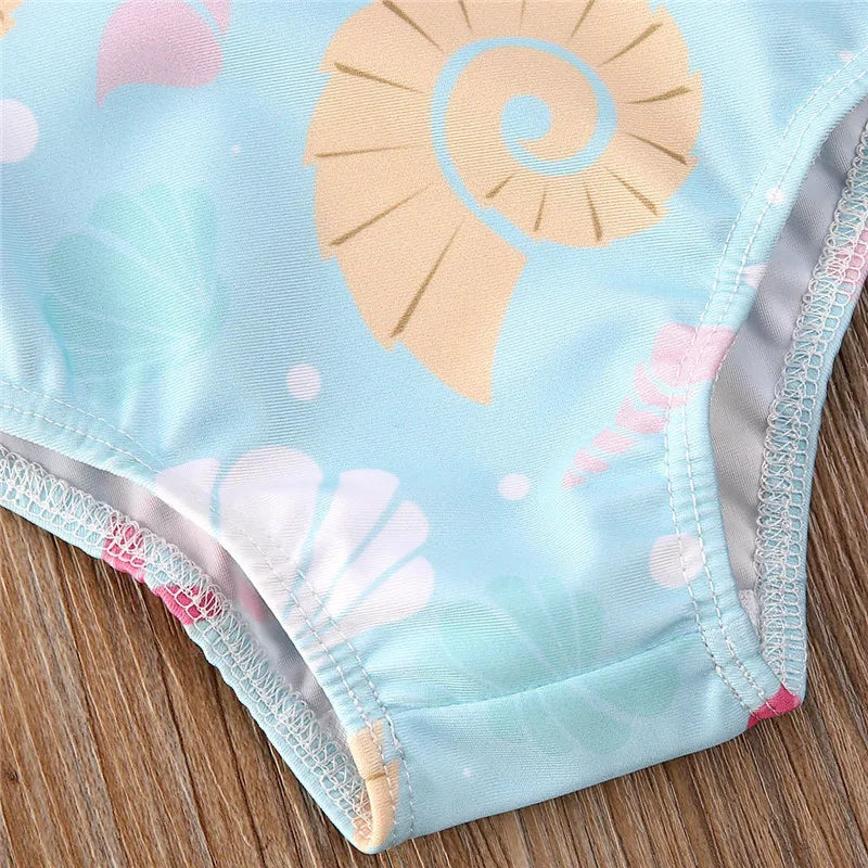 0-36 Months Newborn Baby Kid Girls Swimsuit Bow Ruffles Shell Starfish Print Swimwear For Girls Summer Baby Girl Bathing Suit ShopOnlyDeal