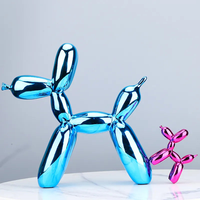 Electroplated Resin Dog Crafts Nordic Balloon Dog Ornament Puppy Sculpture Home Decor Living Room desktop Modern Animal Statue ShopOnlyDeal