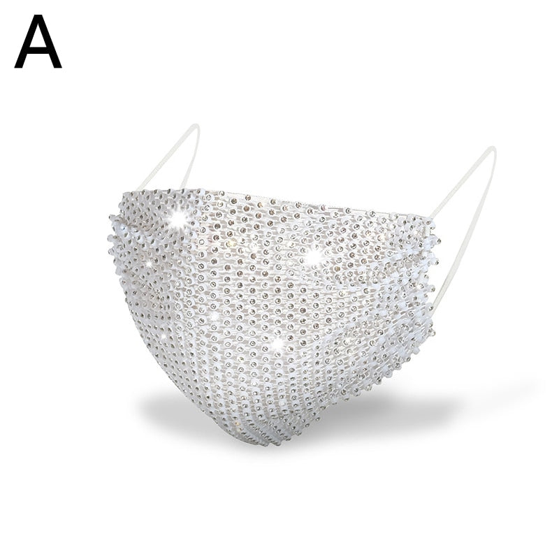 Bling Rhinestone Party Mask Shiny Glitter Mesh Net Face Mask Decor Jewelry Elastic Wedding Nightclub Halloween Cosplay Facemask ShopOnlyDeal