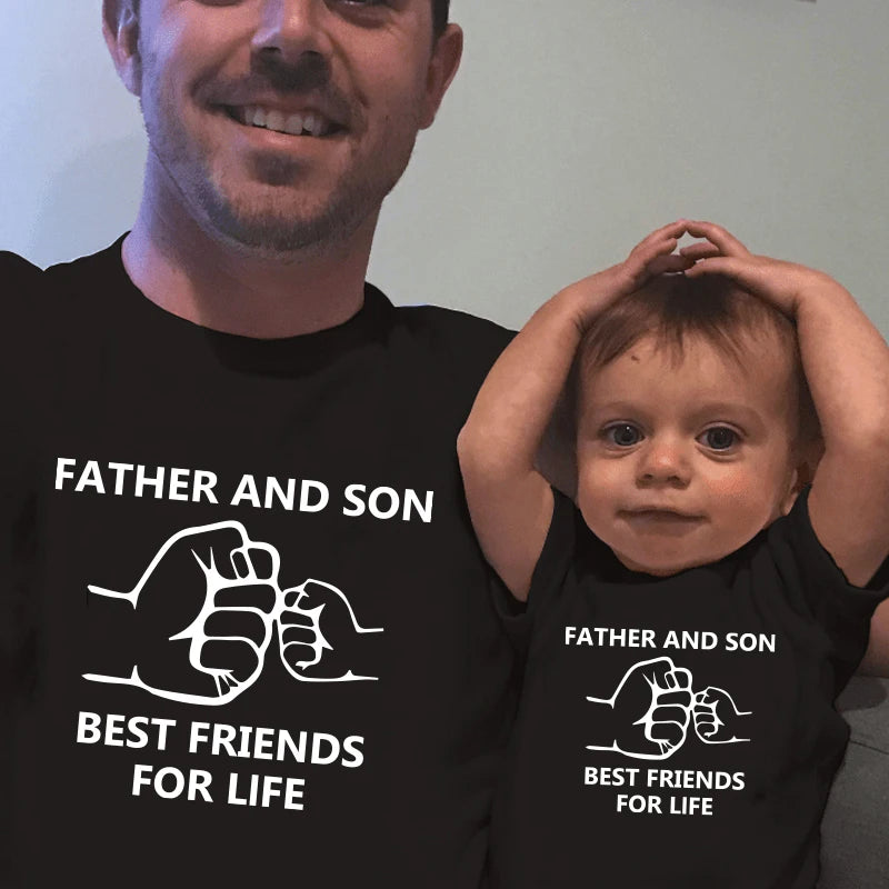 Father and son best friends for life print T-shirt Family Matching Family Look daddy Son Clothes Dad and Me Baby Tshirt Clothes ShopOnlyDeal