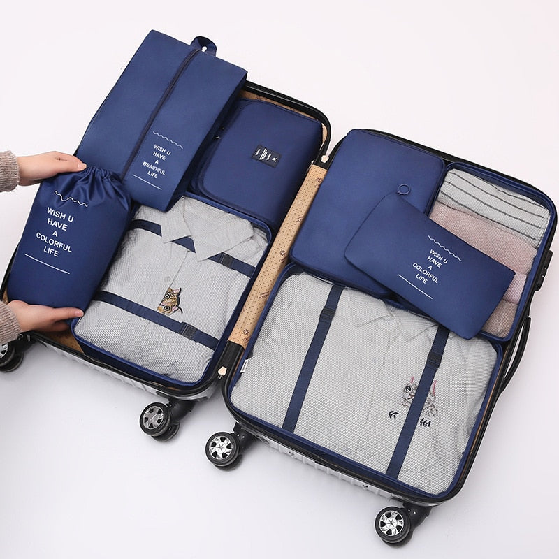 8Pcs/set Large Capacity Luggage Storage Bags For Packing Cube Clothes Underwear Cosmetic Travel Organizer Bag Toiletries Pouch ShopOnlyDeal