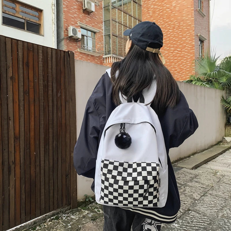 Fashion Girls Plaid Backpack Waterproof Leisure Shoulder Bag Women Laptop Mochila Bookbag Travel Rucksack for Female ShopOnlyDeal