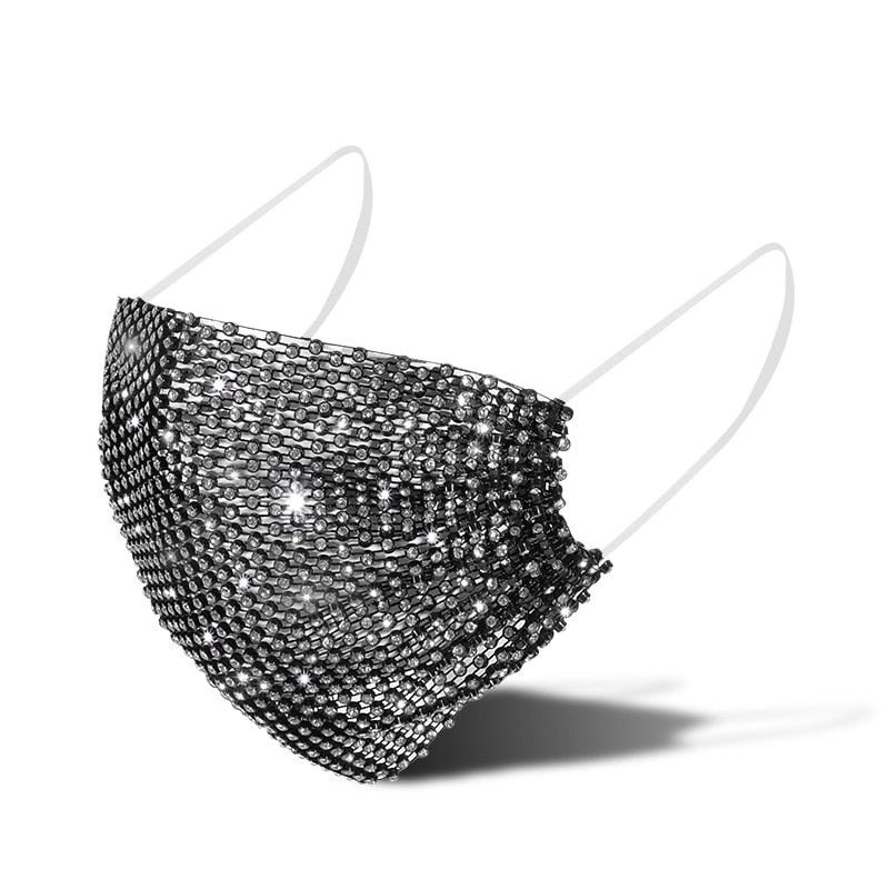 Bling Rhinestone Party Mask Shiny Glitter Mesh Net Face Mask Decor Jewelry Elastic Wedding Nightclub Halloween Cosplay Facemask ShopOnlyDeal