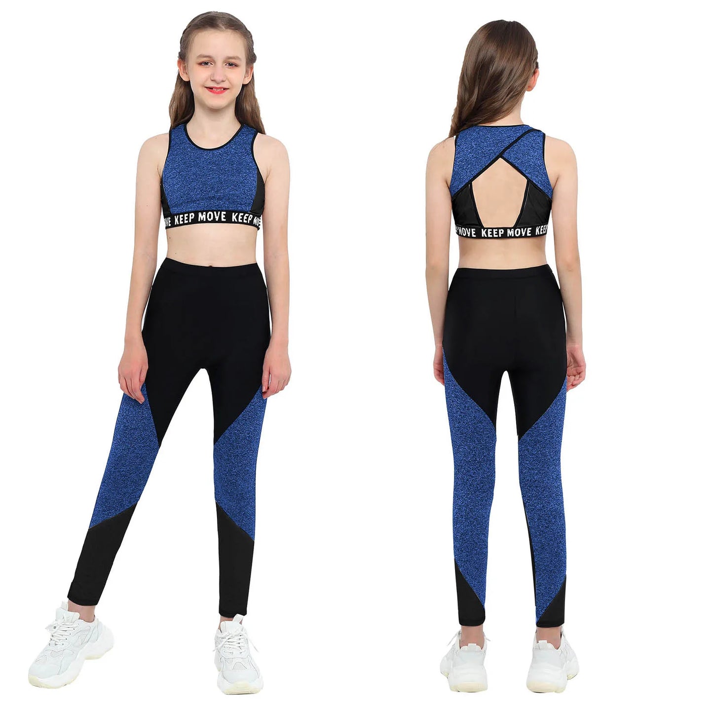 Girls Sportswear Set | O-Neck Wide Shoulder Tops + Pants | Kids Gymnastics, Running & Workout Outfits ShopOnlyDeal