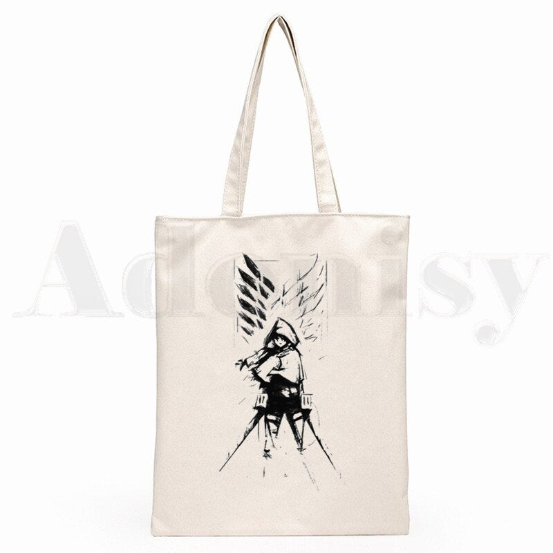 Attack On Titan Japanese Anime Shingeki No Kyojin Hipster Cartoon Print Shopping Bags Girls Fashion Casual Pacakge Hand Bag ShopOnlyDeal