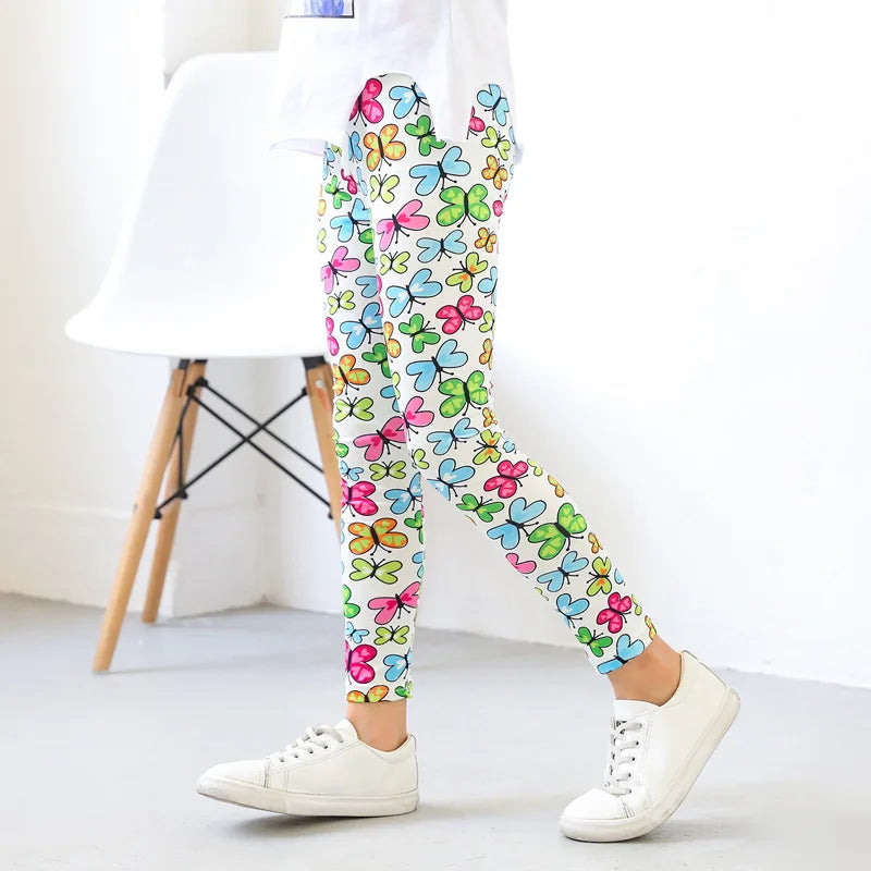 Blossom Breeze Girls' Leggings | Spring & Autumn Thin Stretch Printed Pants | Korean-Inspired Summer Fashion for Children ShopOnlyDeal