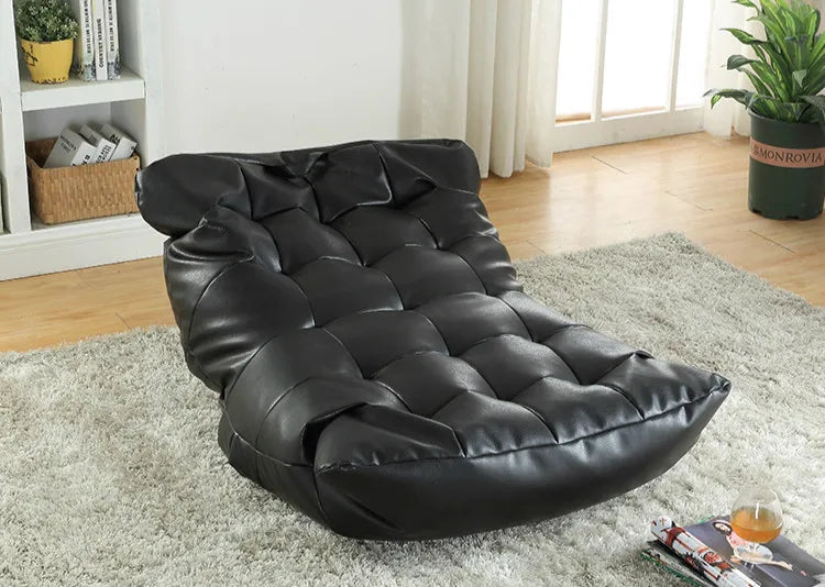 Leather Bean Bag Sofa Lounge Chair Cover | No Filler Folding Lazy Sofa Bed | Office Recliner Couch | Floor Seat Tatami Pouf Ottoman ShopOnlyDeal