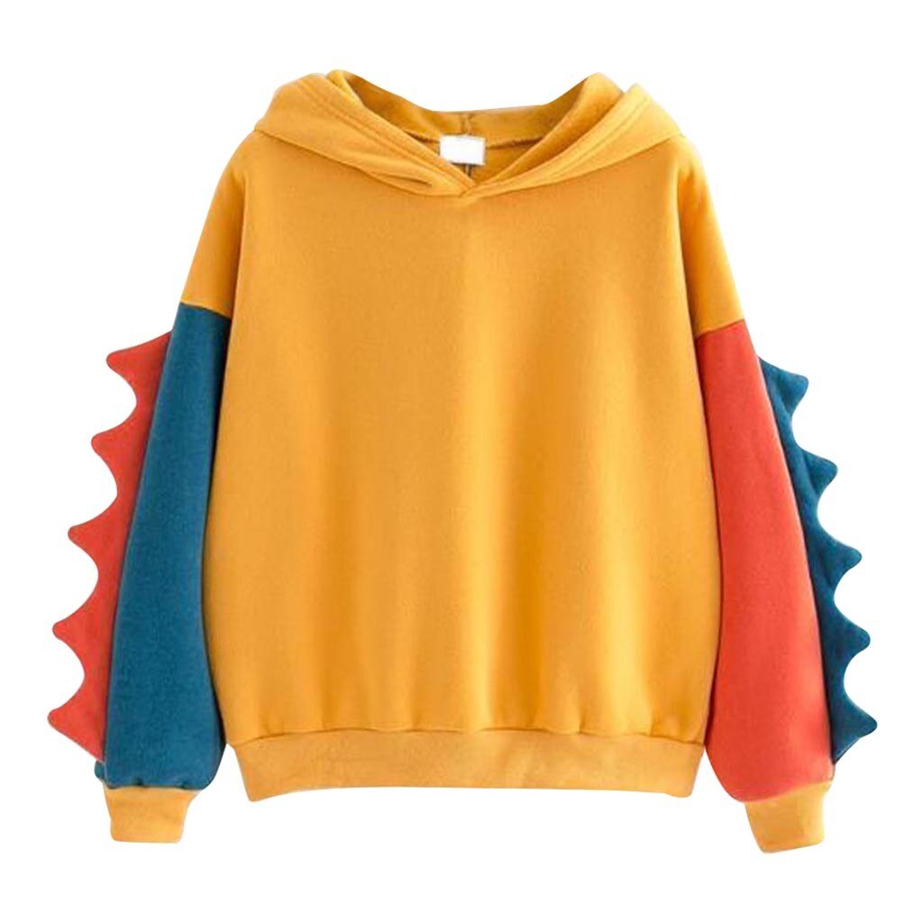 Cute Dino Hoodies Patchwork Winter Harajuku Kawaii Sweatshirt Women Oversize Hooded Pullover Dinosaur Cos Tops Tracksuit Sudadera New ShopOnlyDeal